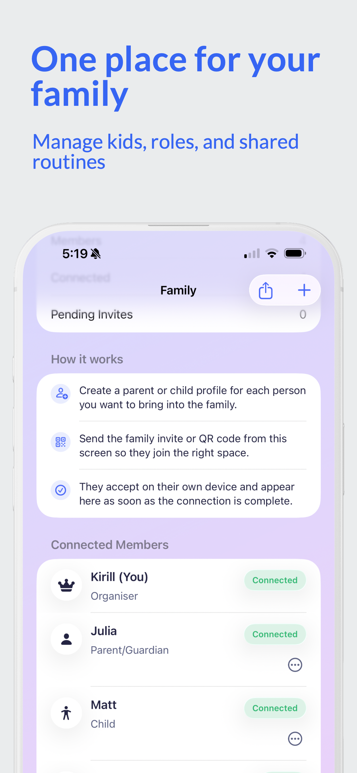 Parent routines — create and manage morning, afternoon, evening tasks